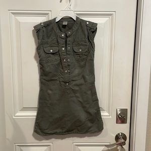 Army Green denim dress. Precious on size girls 6X.